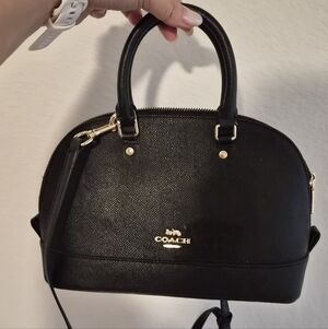 Coach Black Satchel Bag with Gold Accents